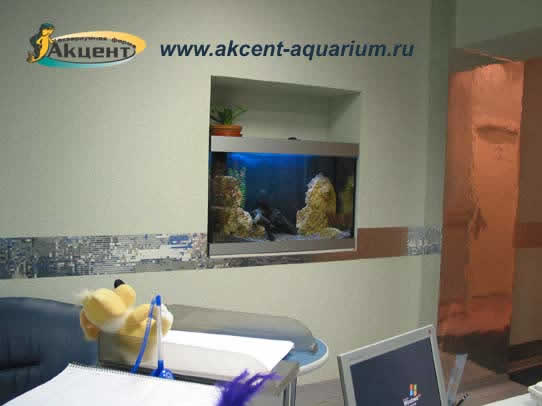 Акцент-аквариум,аквариум 150 литров в нише